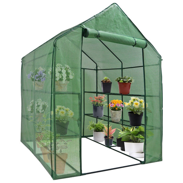 8 Shelves 3 Tier Portable Greenhouse - Walk In Outdoor Mini Planter House
