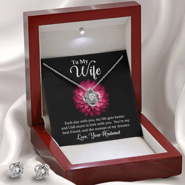 To My Wife - Love Knot Earring & Necklace Set