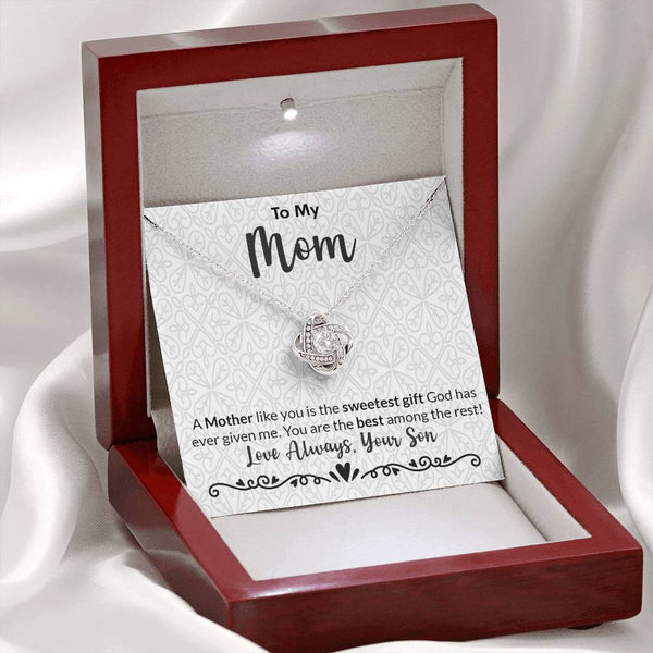 To My Mom - Lovely Mother Love Knot Necklace With Message Card
