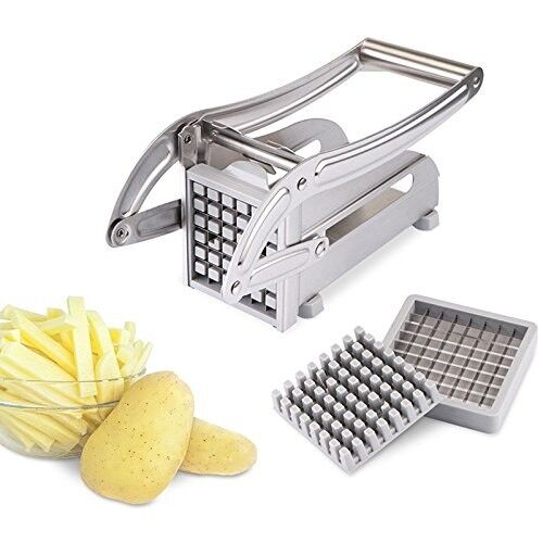 Stainless Steel French Fry Cutter - Potato Vegetable Slicer Chopper 2 Blades